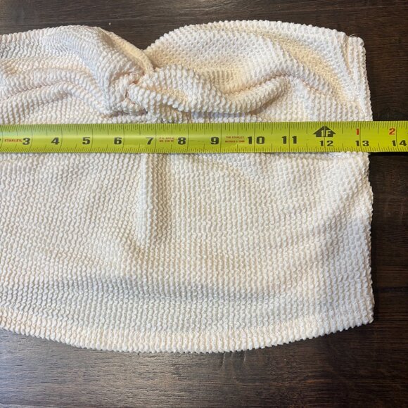 White Strapless Stretch Crop Top Twist Front Festival Summer - Picture 5 of 6